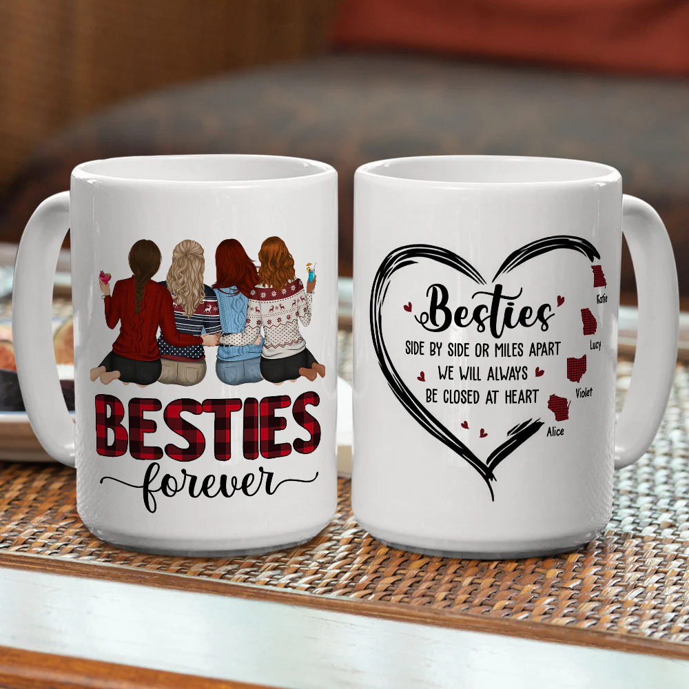 Side By Side Or Miles Apart - Personalized Custom Mug - Image 3