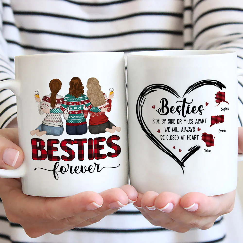 Side By Side Or Miles Apart - Personalized Custom Mug - Image 4