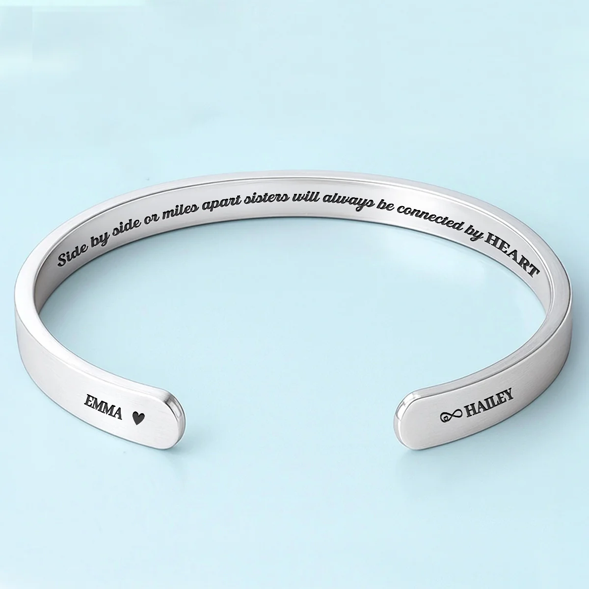 Side By Side - Personalized Custom Bracelet Cuff - Image 5