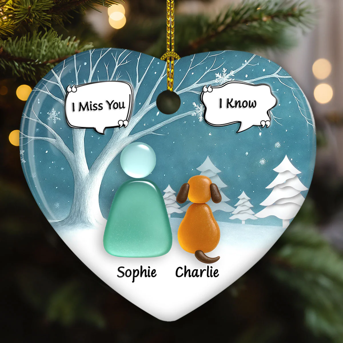 Silent Snow - Personalized Custom 3D Effect Heart Ceramic Ornament