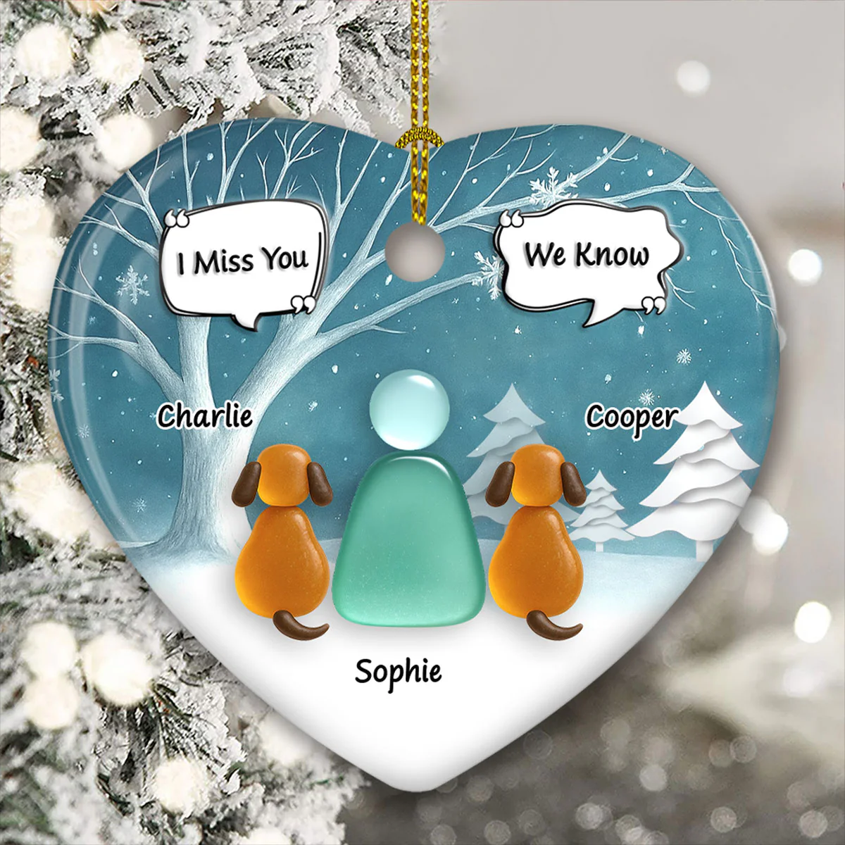 Silent Snow - Personalized Custom 3D Effect Heart Ceramic Ornament - Image 3