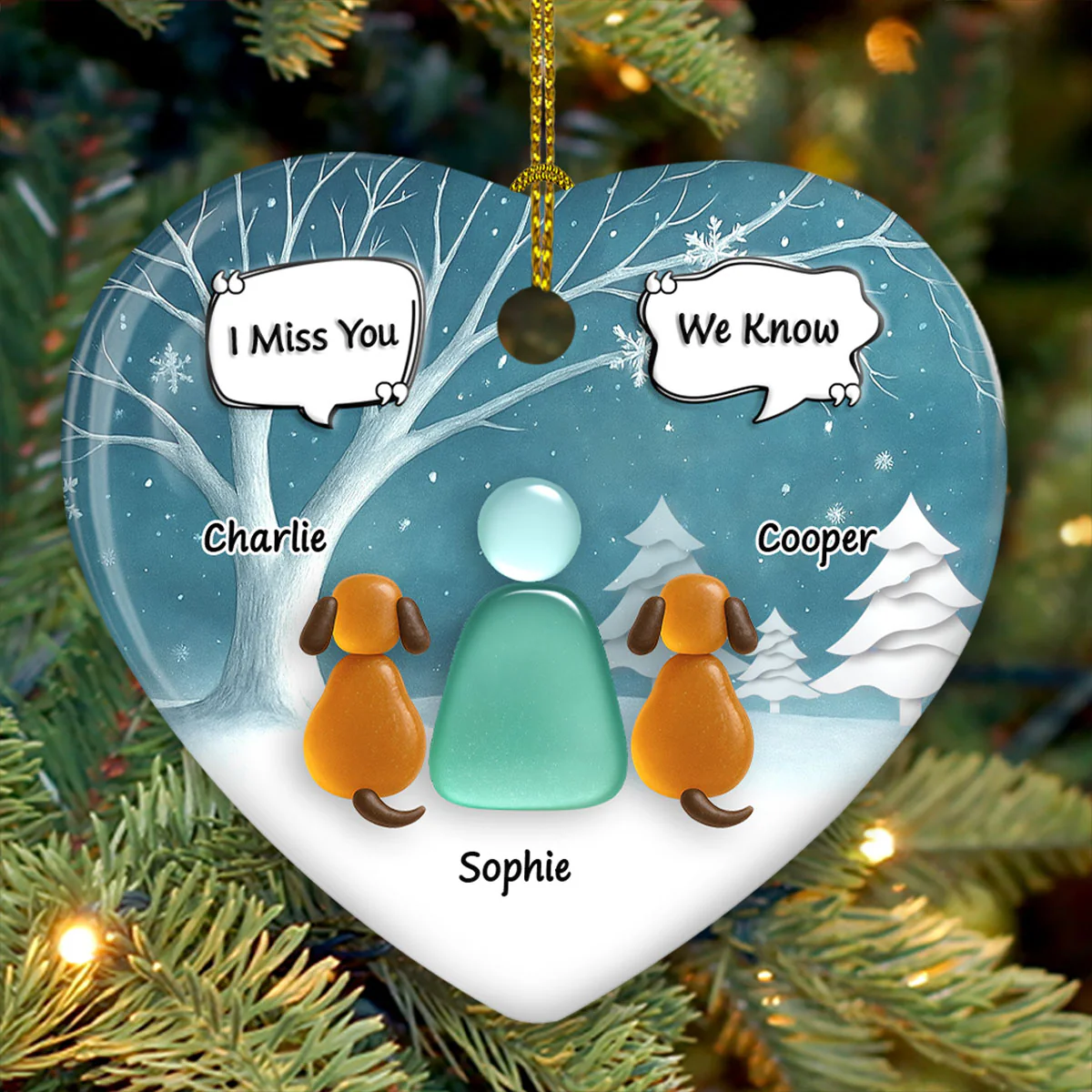 Silent Snow - Personalized Custom 3D Effect Heart Ceramic Ornament - Image 4