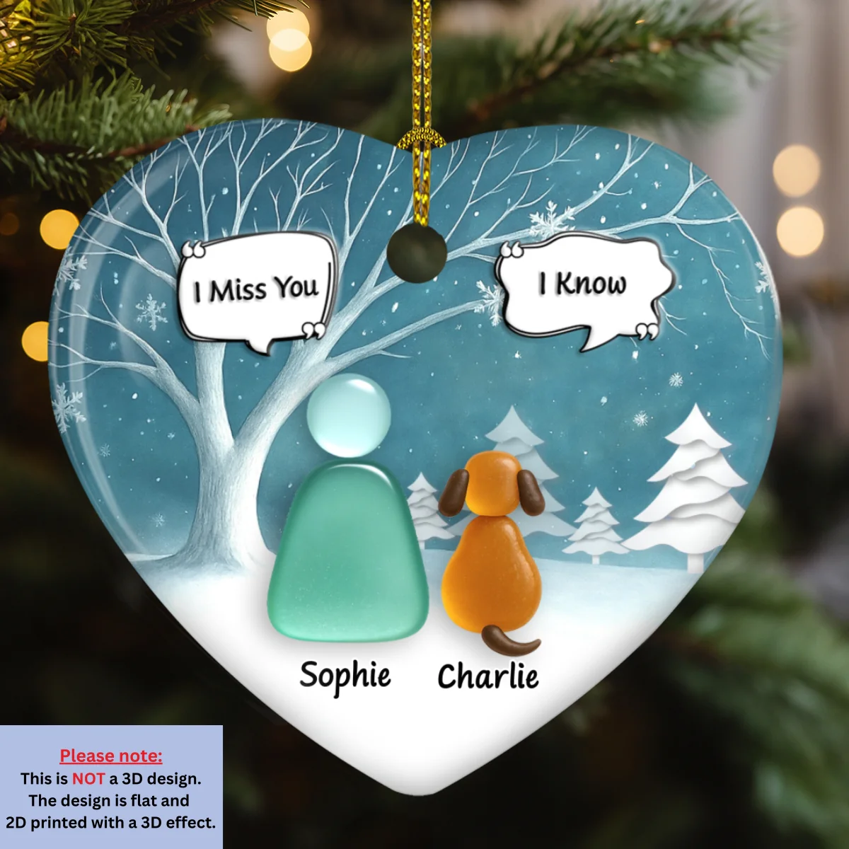 Silent Snow - Personalized Custom 3D Effect Heart Ceramic Ornament - Image 6