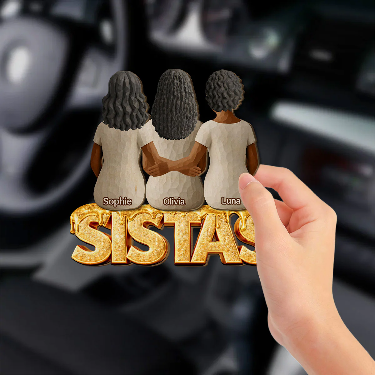 Sistas Sisters - Personalized Custom Car Visor Clip - Image 3