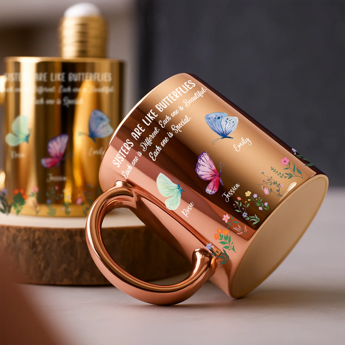 Sister Are The Gardeners Of Our Souls - Personalized Custom Metallic Mug - Image 3