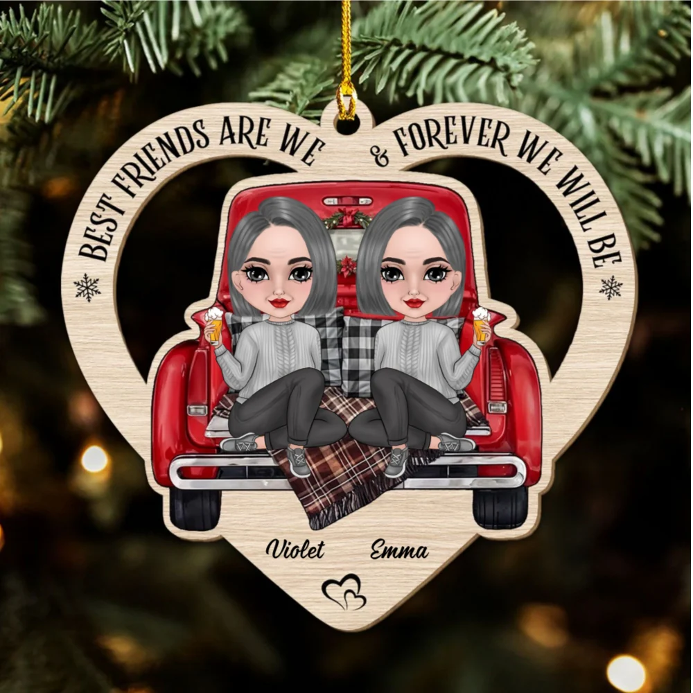 Sister Are We - Personalized Custom Wood Ornament - Image 4