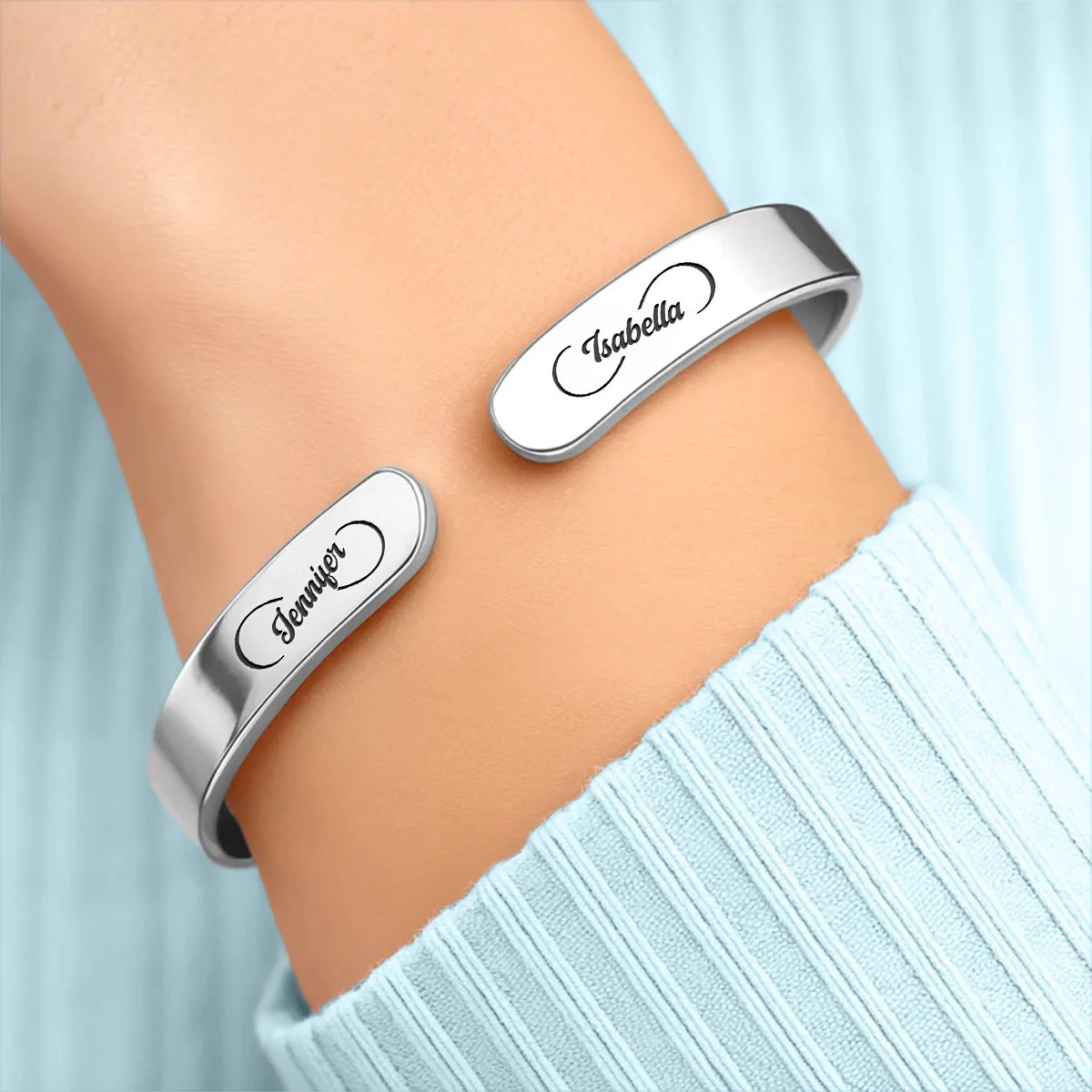 Sister By Heart - Personalized Custom Bracelet Cuff - Image 3