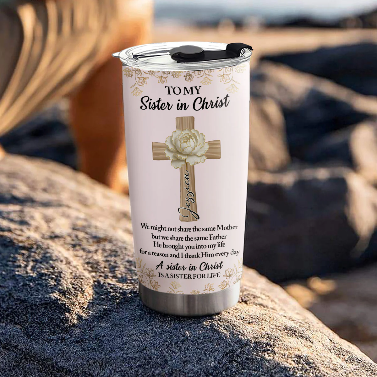 Sister In Christ - Personalized Custom Tumbler - Image 3