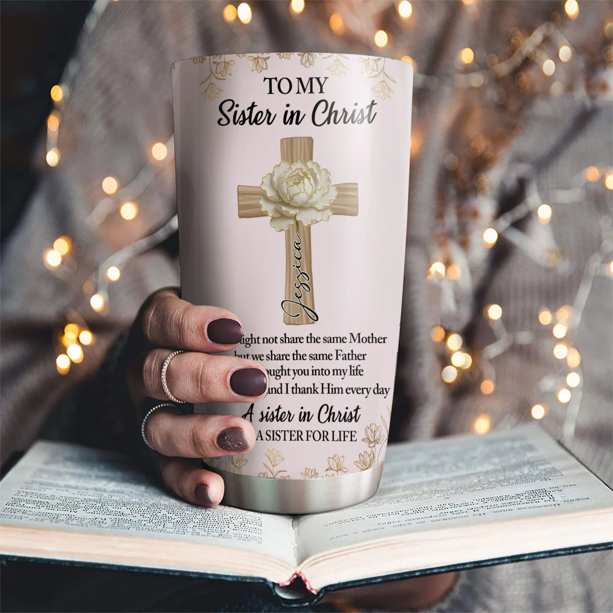 Sister In Christ - Personalized Custom Tumbler - Image 5