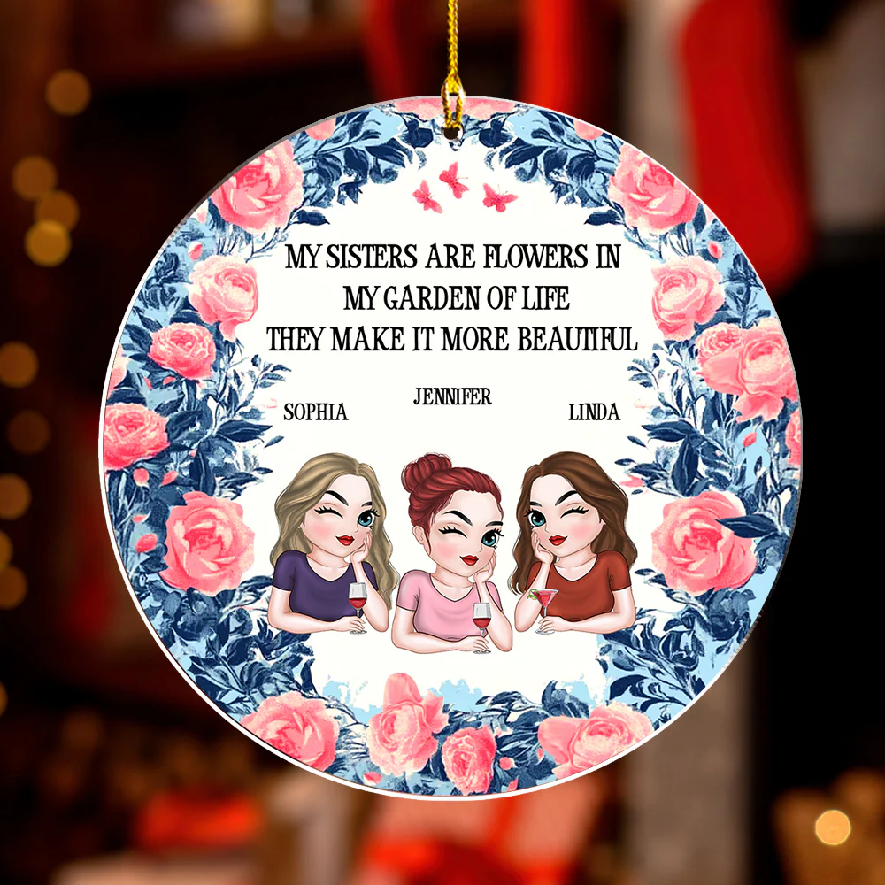 Sister Lights Up Life - Personalized Custom Acrylic Ornament - Image 3