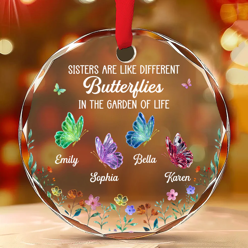 Sister Love - Personalized Custom Glass Ornament - Image 2