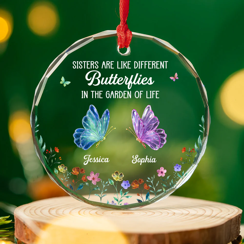 Sister Love - Personalized Custom Glass Ornament - Image 3