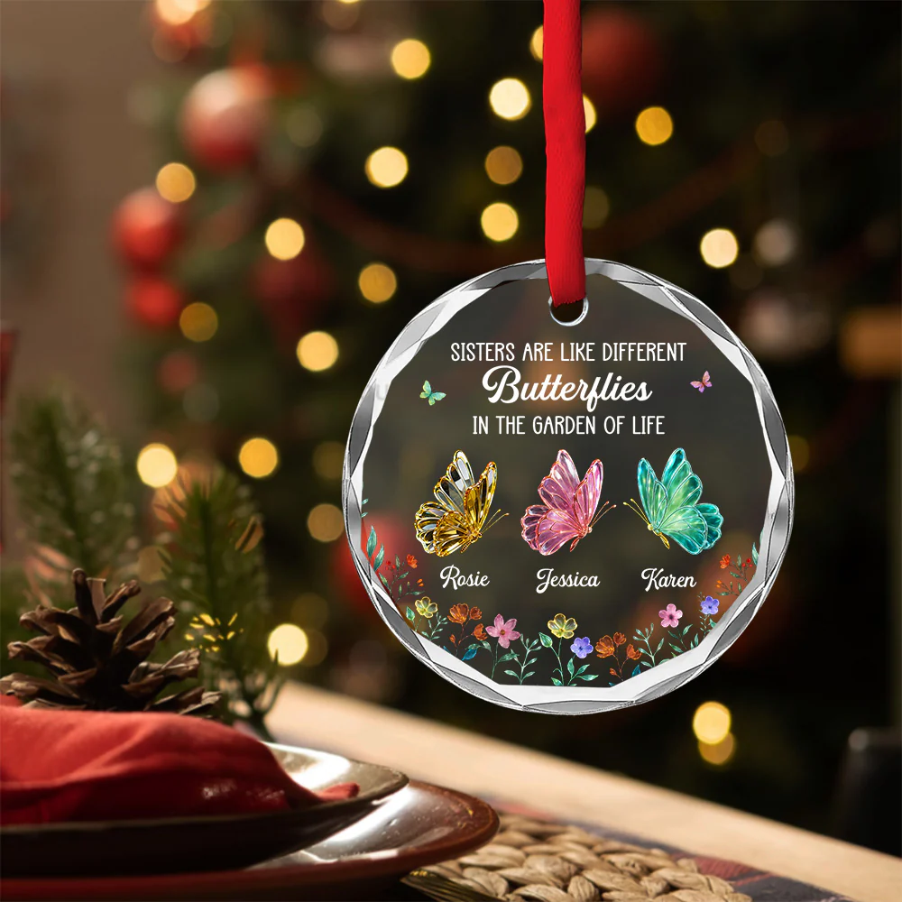 Sister Love - Personalized Custom Glass Ornament - Image 4