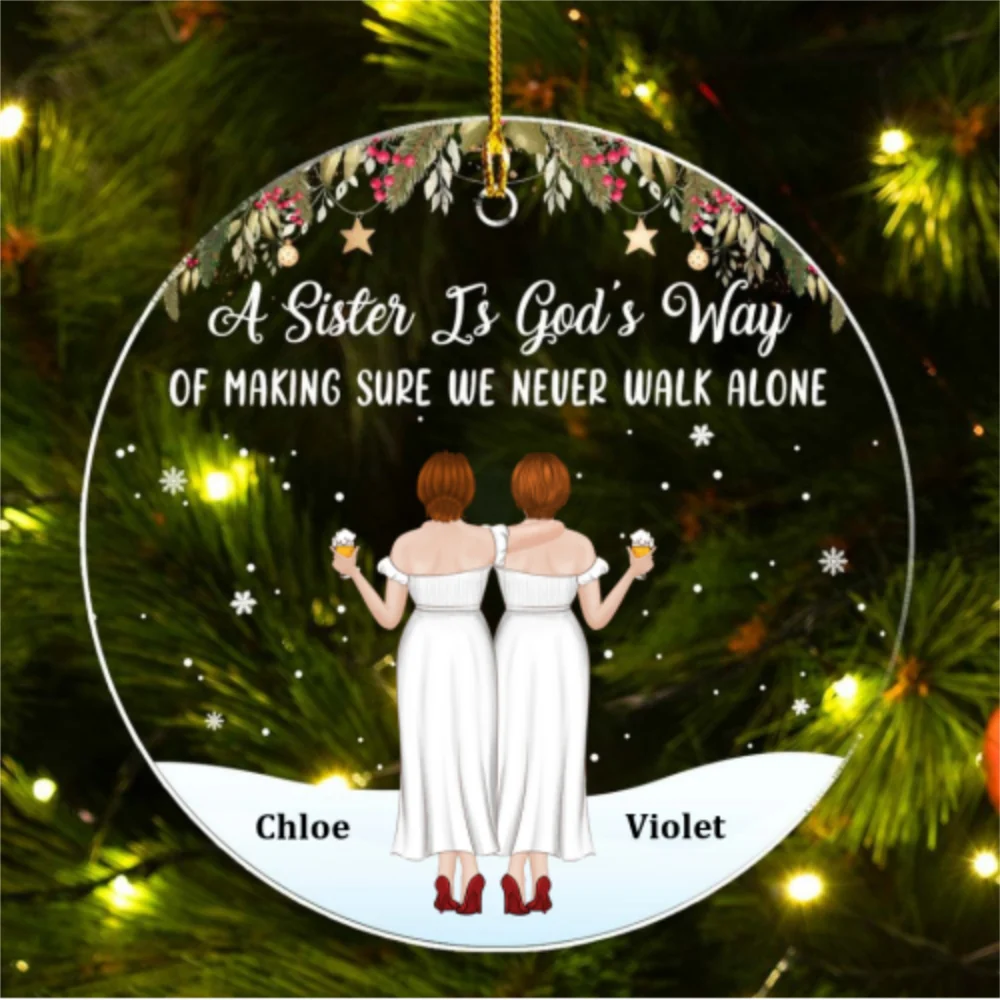 Sister Never Walk Alone - Personalized Custom Acrylic Ornament - Image 6