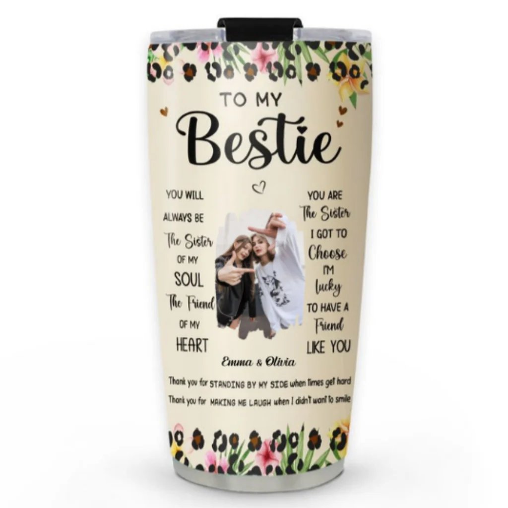 Sister Of Soul Friend Of Heart Photo - Personalized Custom Tumbler - Image 3
