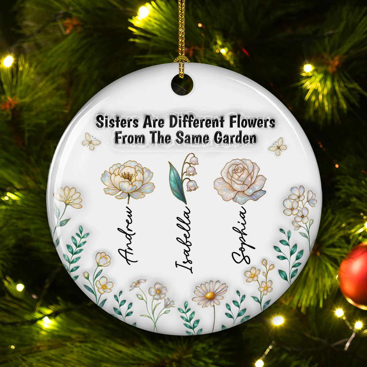Sisterhood Grows Strong Like Roots - Personalized Custom 3D Inflated Effect Ceramic Ornament - Image 2