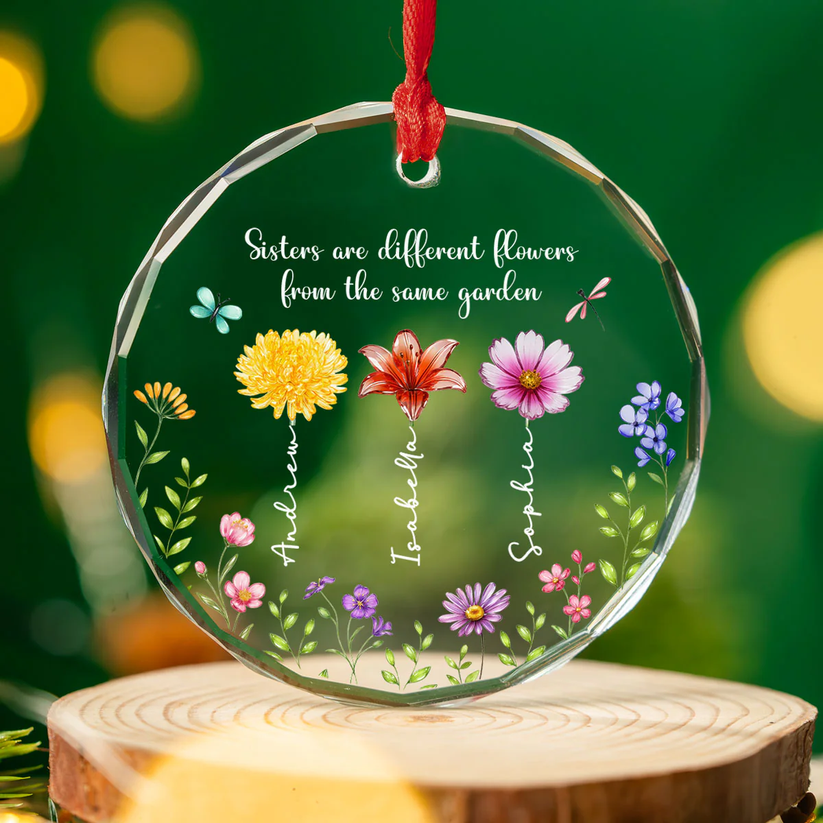 Sisterhood Sparkles - Personalized Custom Glass OrnamentĀ - Image 3