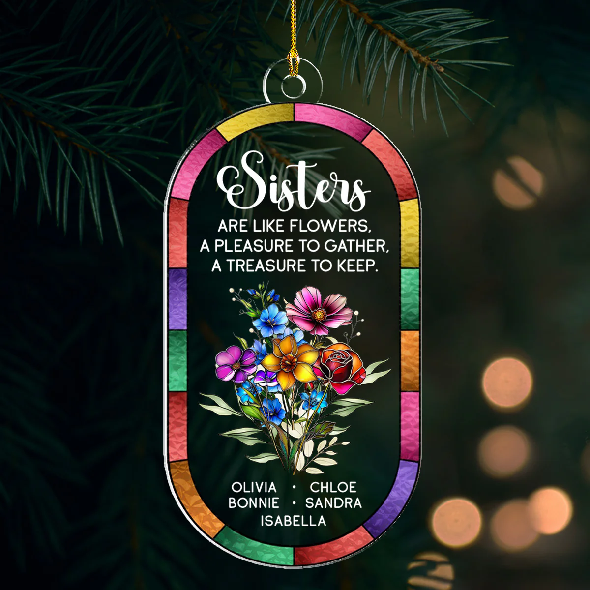 Sisters A Treasure To Keep - Personalized Custom Acrylic Ornament - Image 3