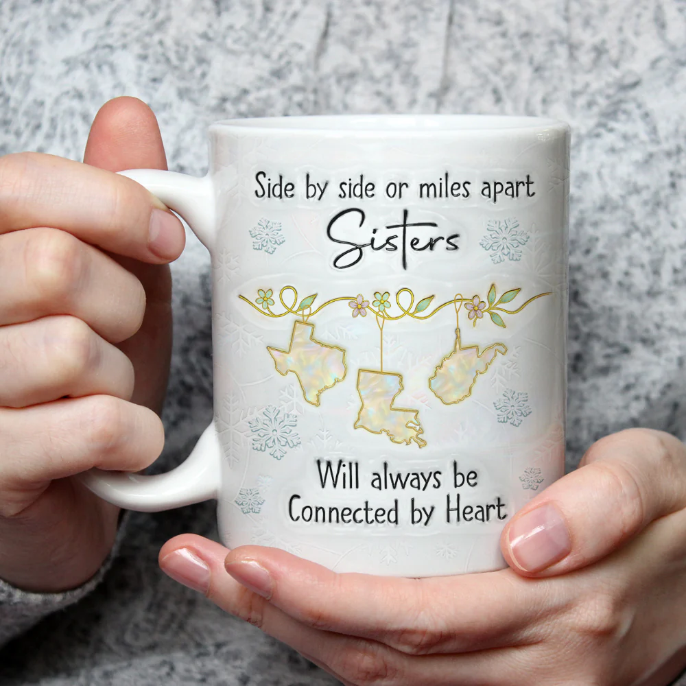 Sisters Always Connected By Heart - Personalized Custom 3D Inflated Effect Mug - Image 4