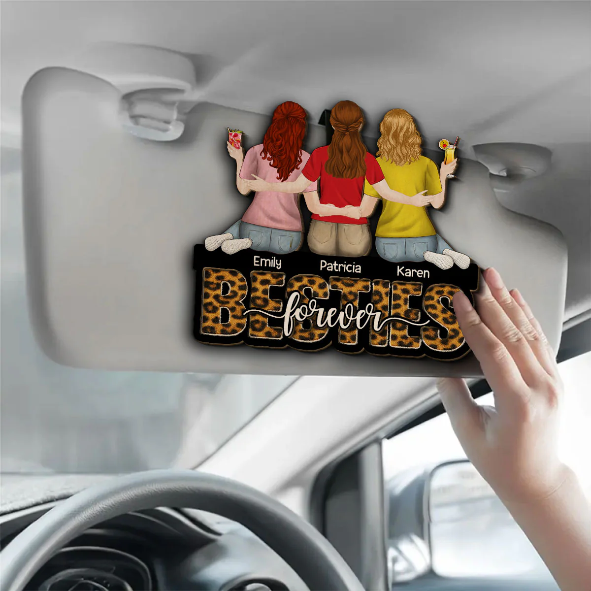 Sisters Always Together - Personalized Custom Car Visor Clip - Image 3