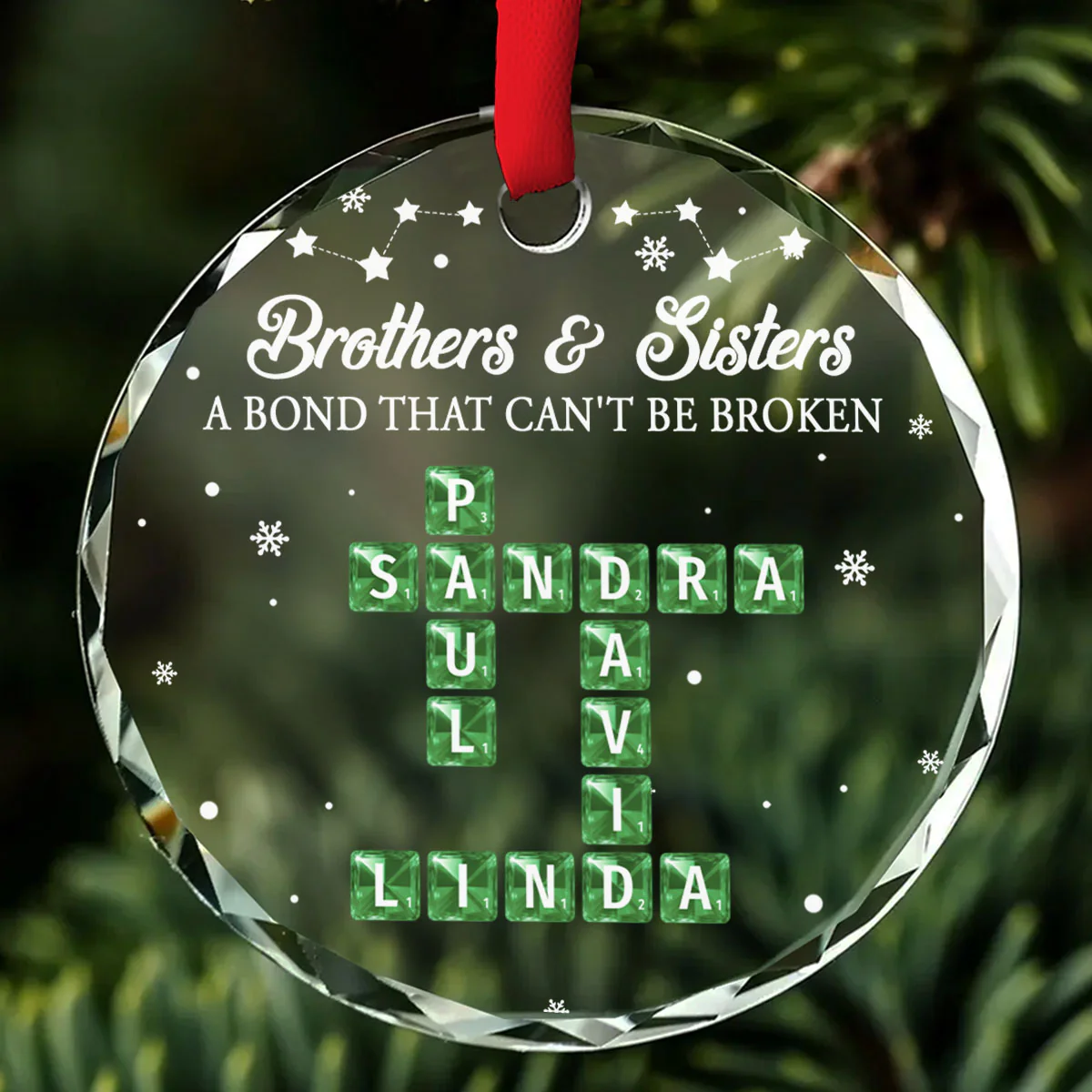 Sisters And Brothers A Bond That Can Not Broken - Personalized Custom Glass Ornament