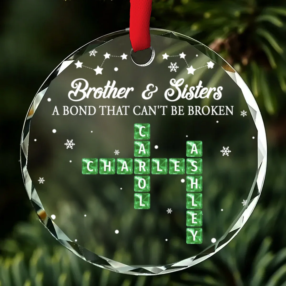 Sisters And Brothers A Bond That Can Not Broken - Personalized Custom Glass Ornament - Image 7