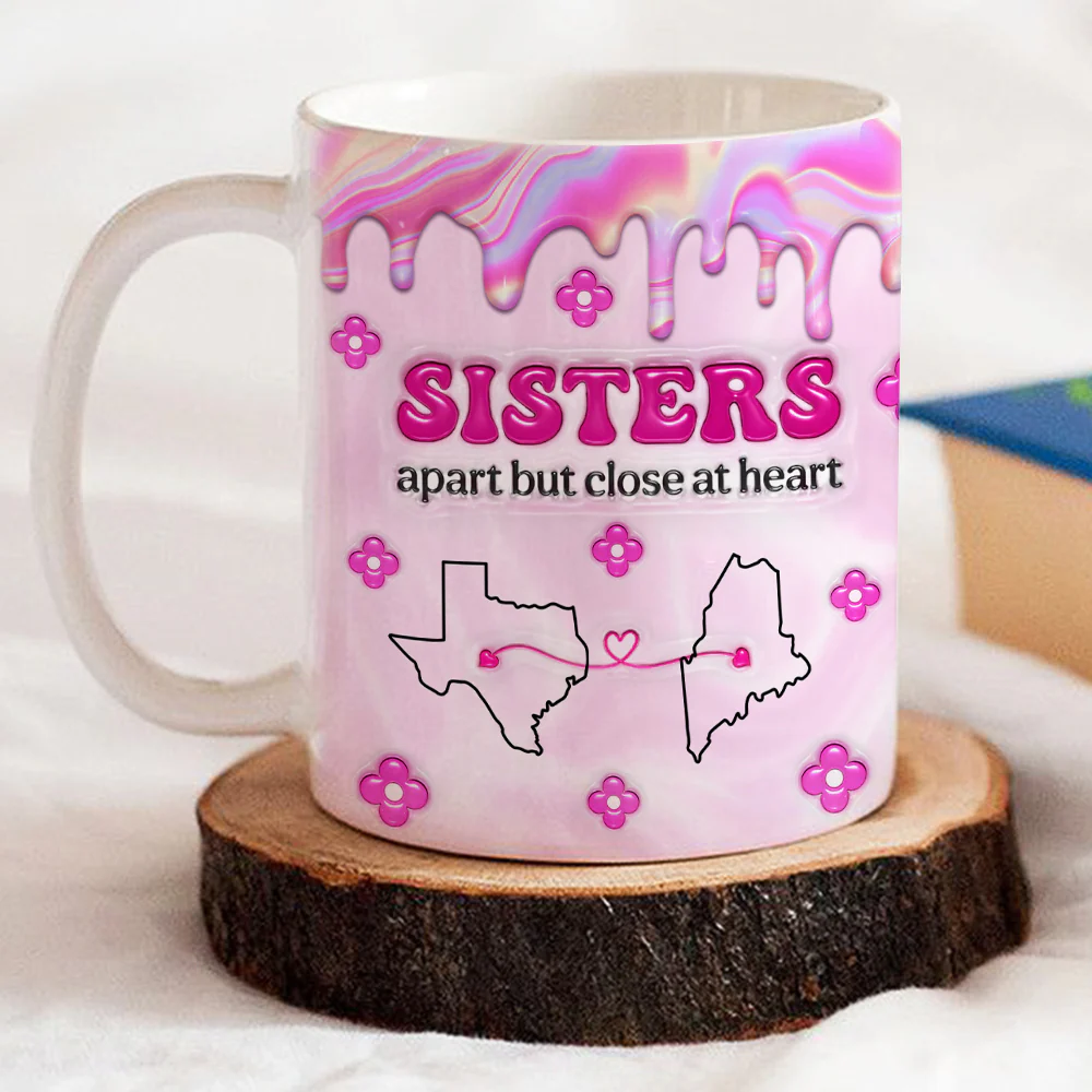 Sisters Apart - Personalized Custom 3D Inflated Effect Mug - Image 3