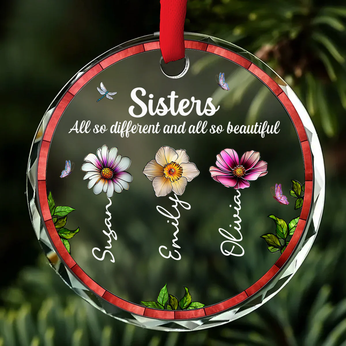 Sisters Are All So Beautiful - Personalized Custom Glass Ornament