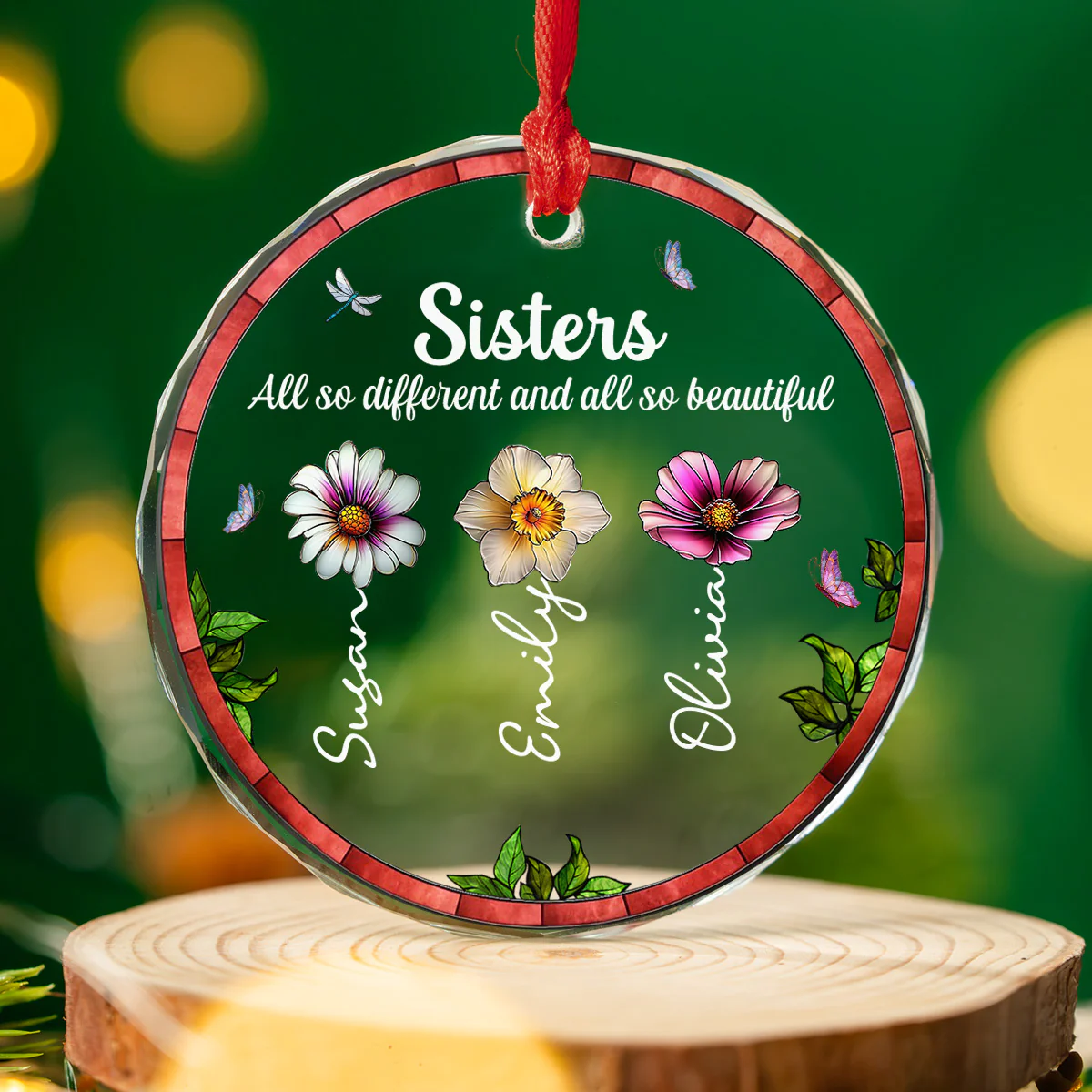 Sisters Are All So Beautiful - Personalized Custom Glass Ornament - Image 3