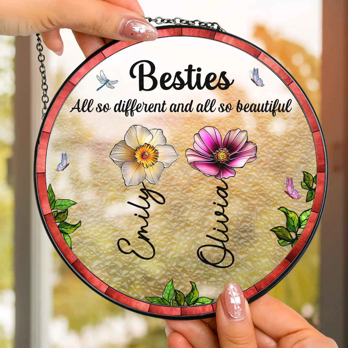 Sisters Are All So Beautiful - Personalized Custom Window Hanging Suncatcher - Image 5