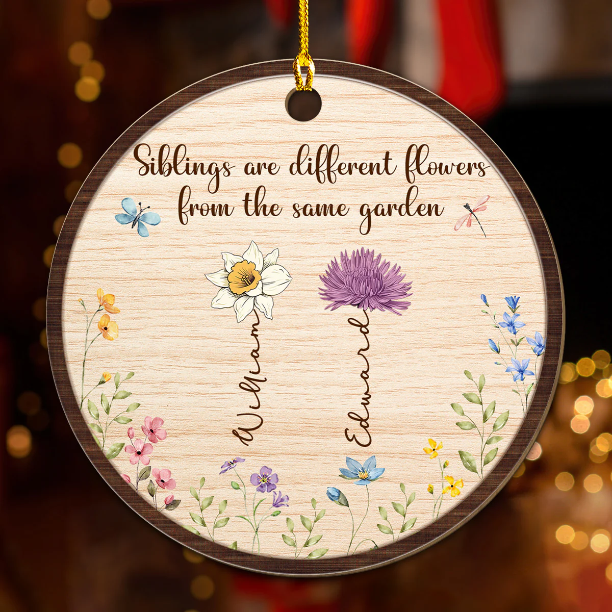 Sisters Are Different Blooms - Personalized Custom Wood Ornament - Image 2