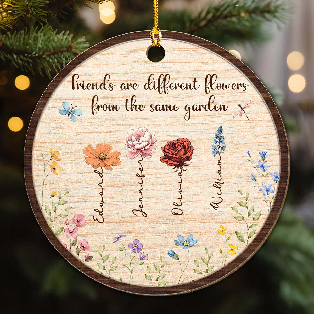 Sisters Are Different Blooms - Personalized Custom Wood Ornament - Image 3