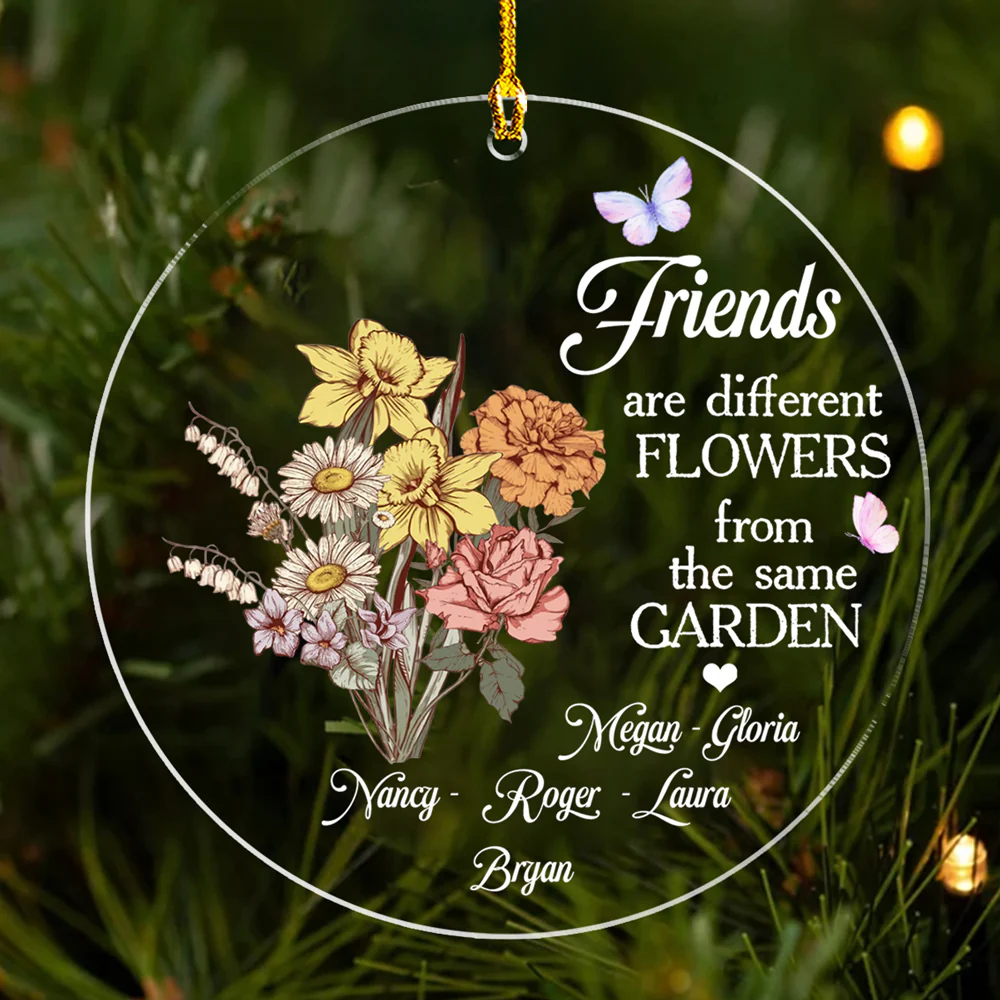 Sisters Are Different Flower - Personalized Custom Acrylic Ornament - Image 4