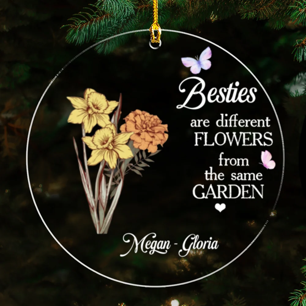 Sisters Are Different Flower - Personalized Custom Acrylic Ornament - Image 5