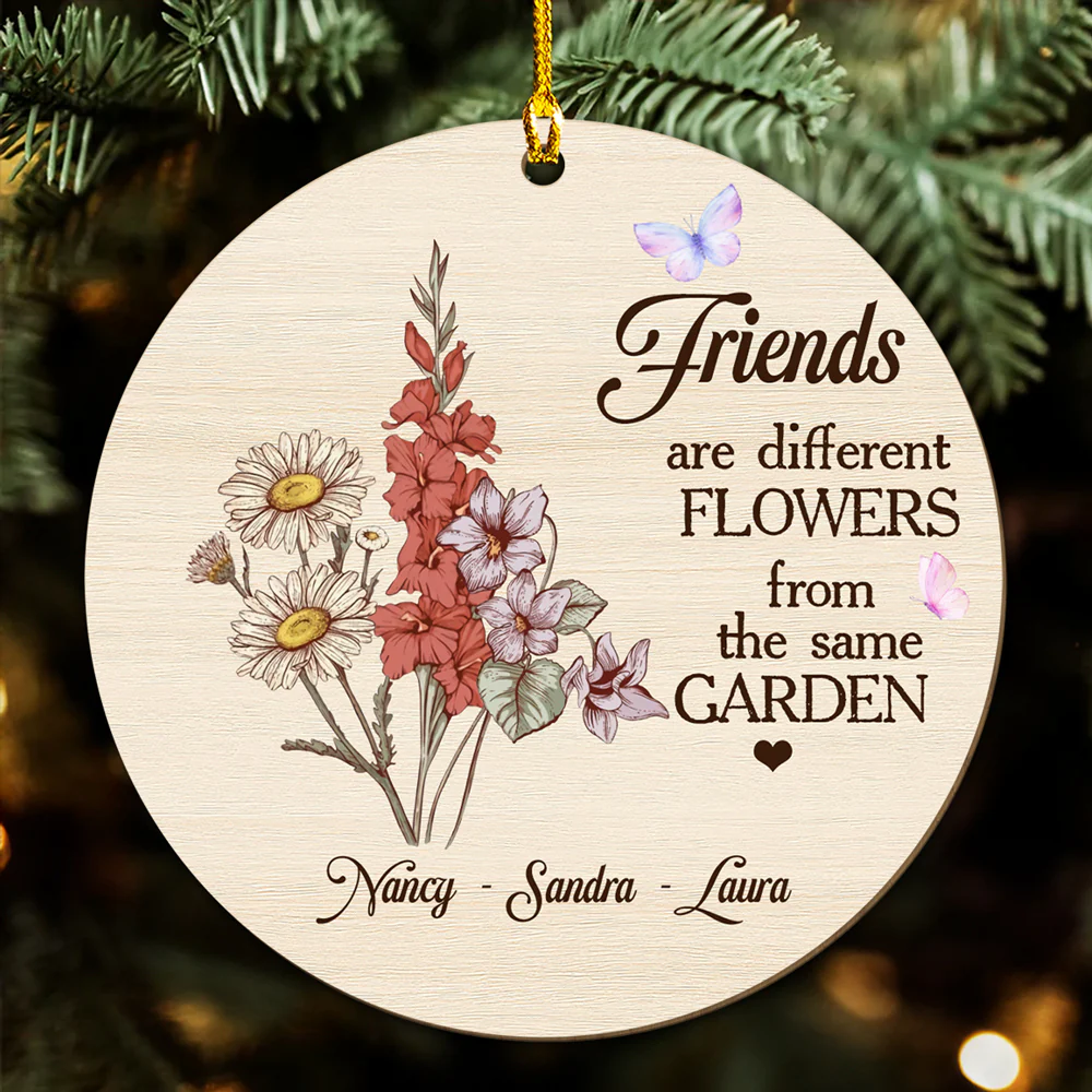 Sisters Are Different Flower - Personalized Custom Wood Ornament - Image 2