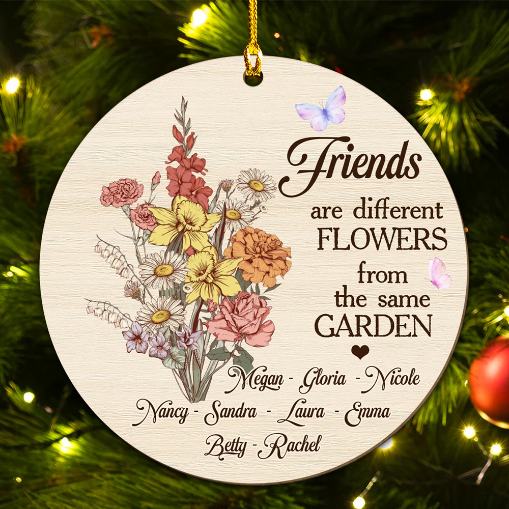 Sisters Are Different Flower - Personalized Custom Wood Ornament - Image 4