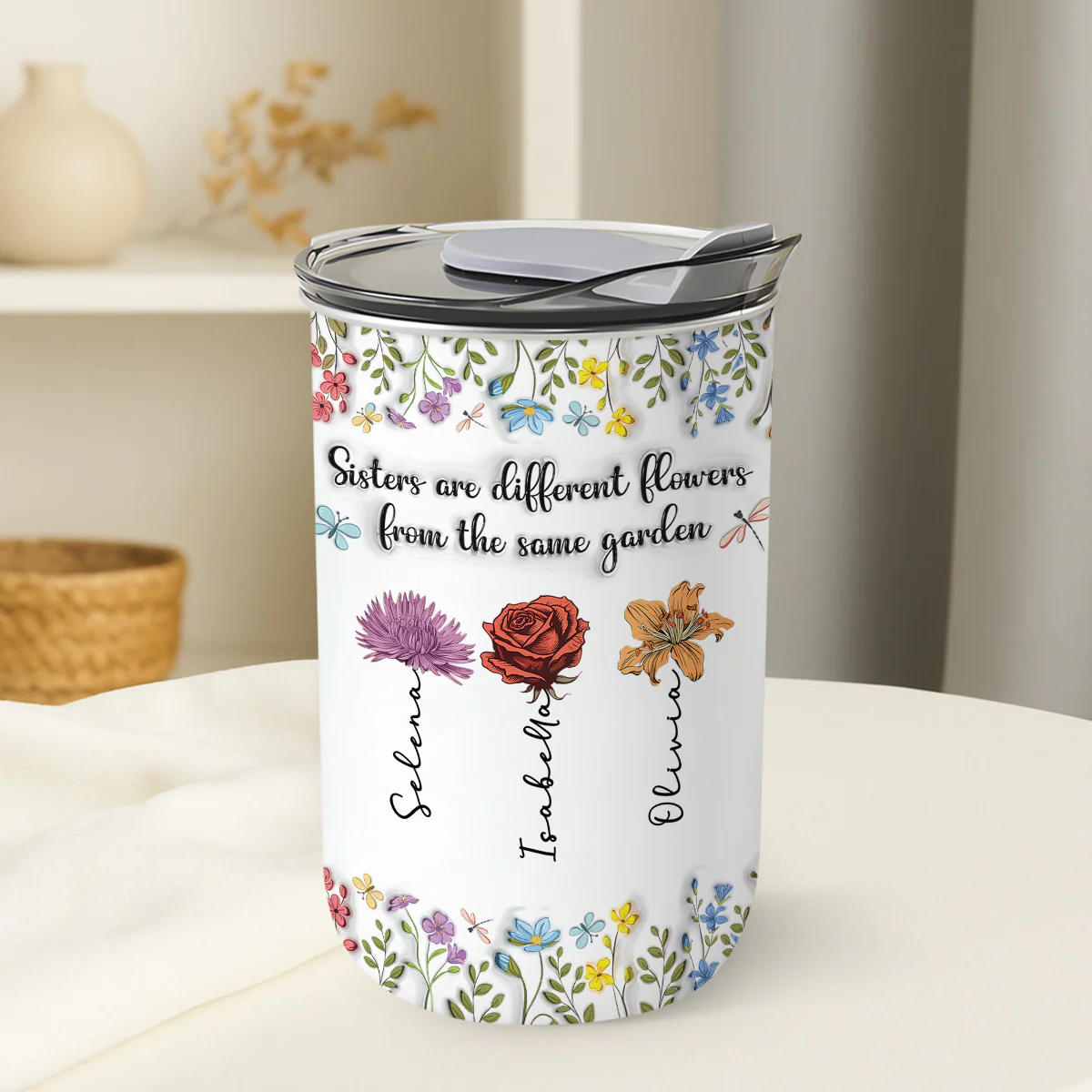 Sisters Are Different Flowers From The Same Garden - Personalized Custom 10oz Tumbler - Image 3