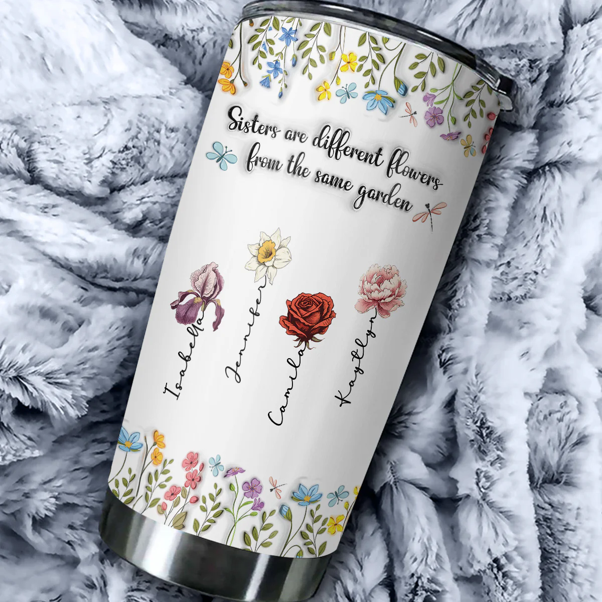 Sisters Are Different Flowers From The Same Garden - Personalized Custom 3D Inflated Effect Tumbler - Image 6