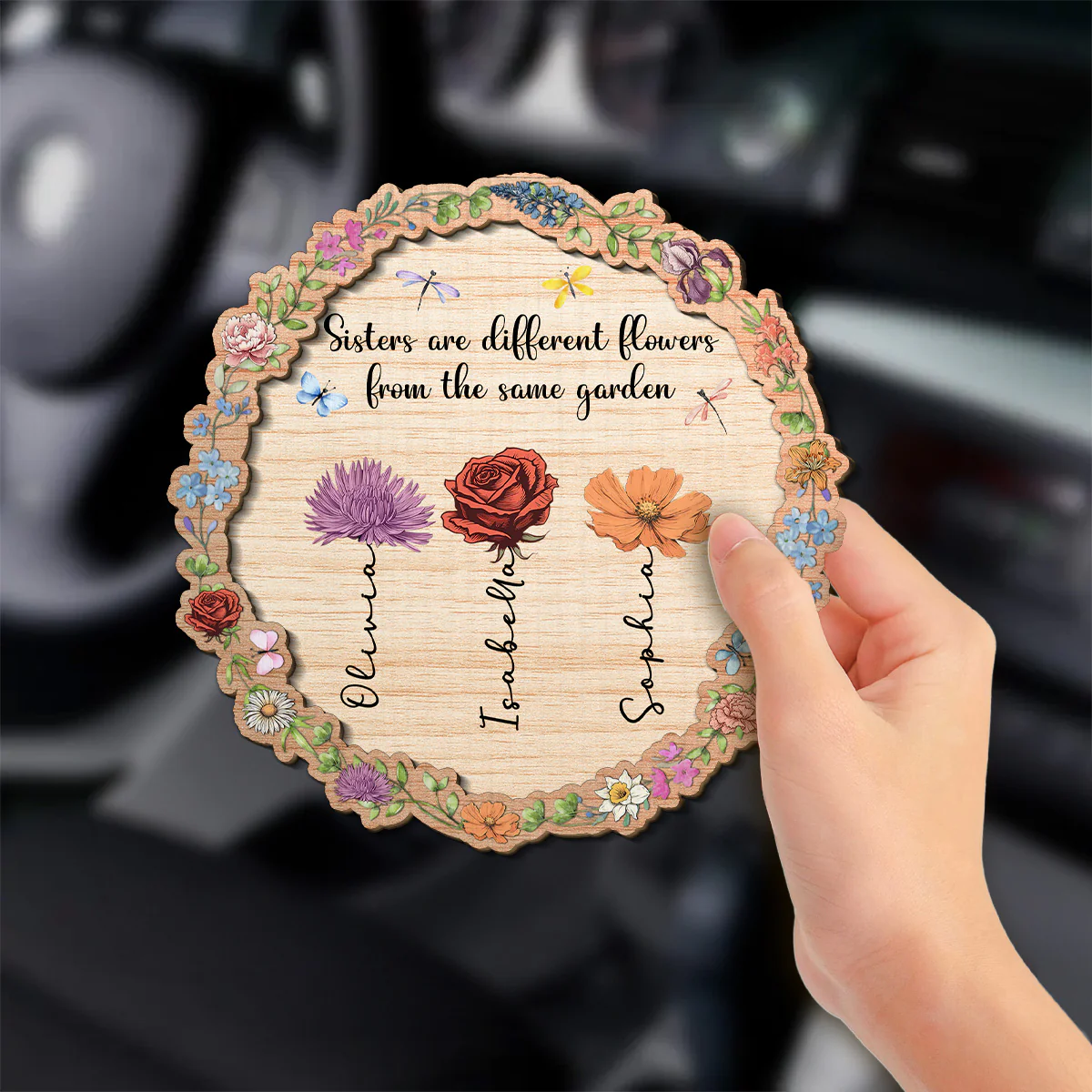 Sisters Are Different Flowers From The Same Garden - Personalized Custom Car Visor Clip - Image 2