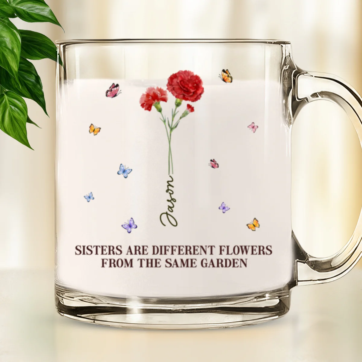 Sisters Are Different Flowers From The Same Garden - Personalized Custom Glass Mug - Image 6