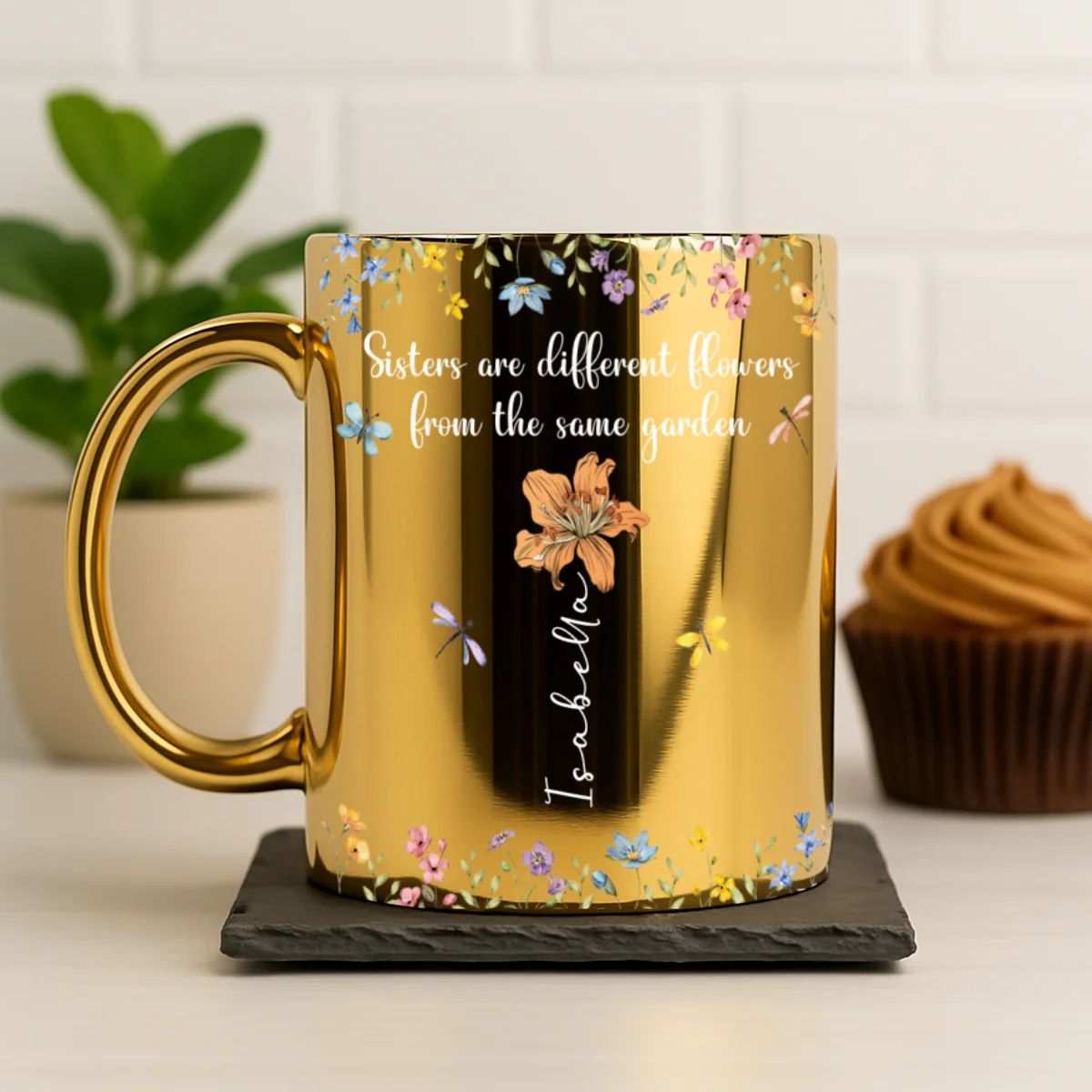 Sisters Are Different Flowers From The Same Garden - Personalized Custom Metallic Mug - Image 6