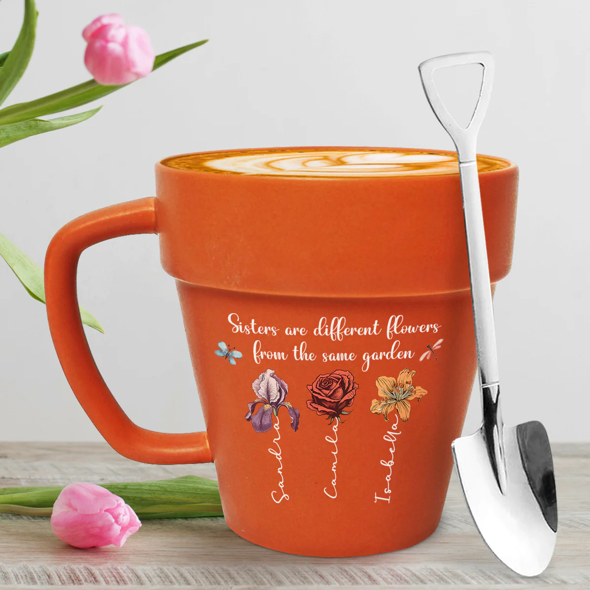 Sisters Are Different Flowers From The Same Garden - Personalized Custom Plant Pot Mug - Image 5