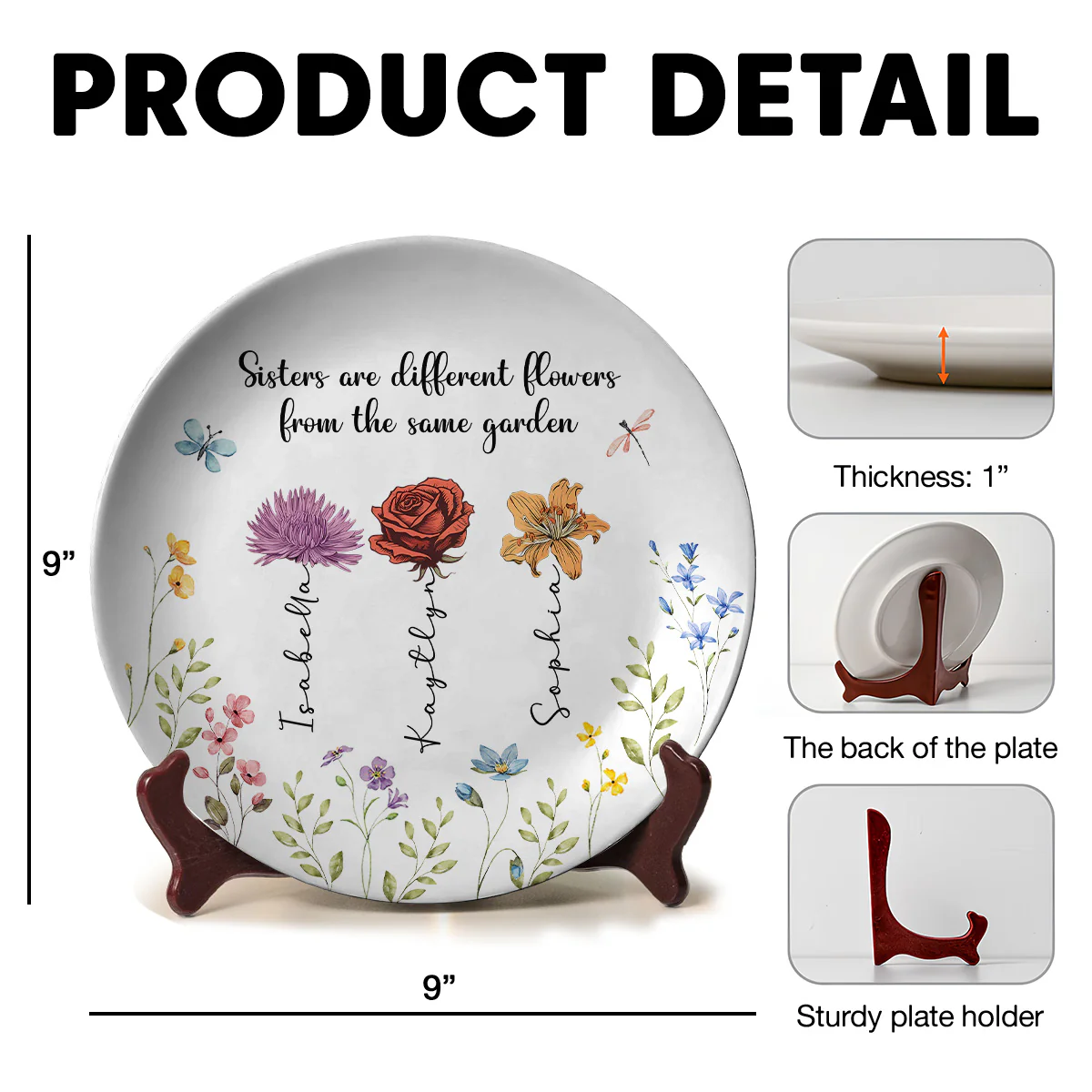Sisters Are Different Flowers From The Same Garden - Personalized Custom Plate - Image 5