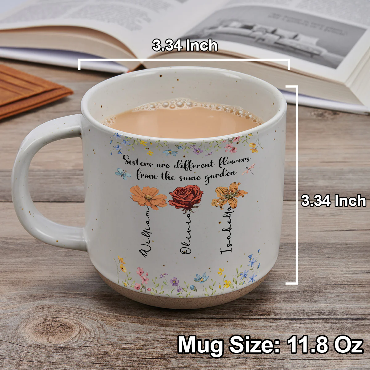 Sisters Are Different Flowers From The Same Garden - Personalized Custom Pottery Mug - Image 2