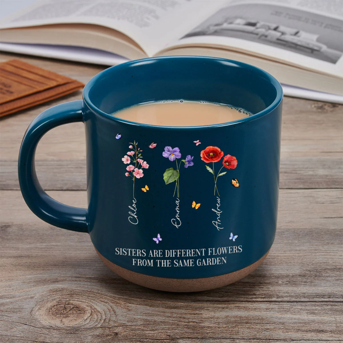 Sisters Are Different Flowers From The Same Garden Ver 2 - Personalized Custom Pottery Mug - Image 4