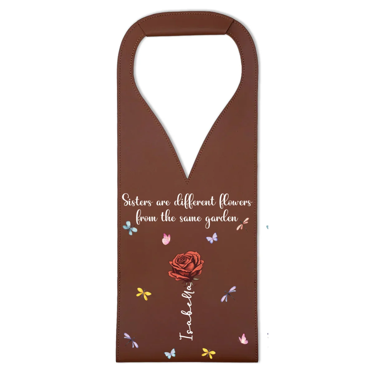 Sisters Are Different Flowers - Personalized Custom Leather Wine Bag - Image 7