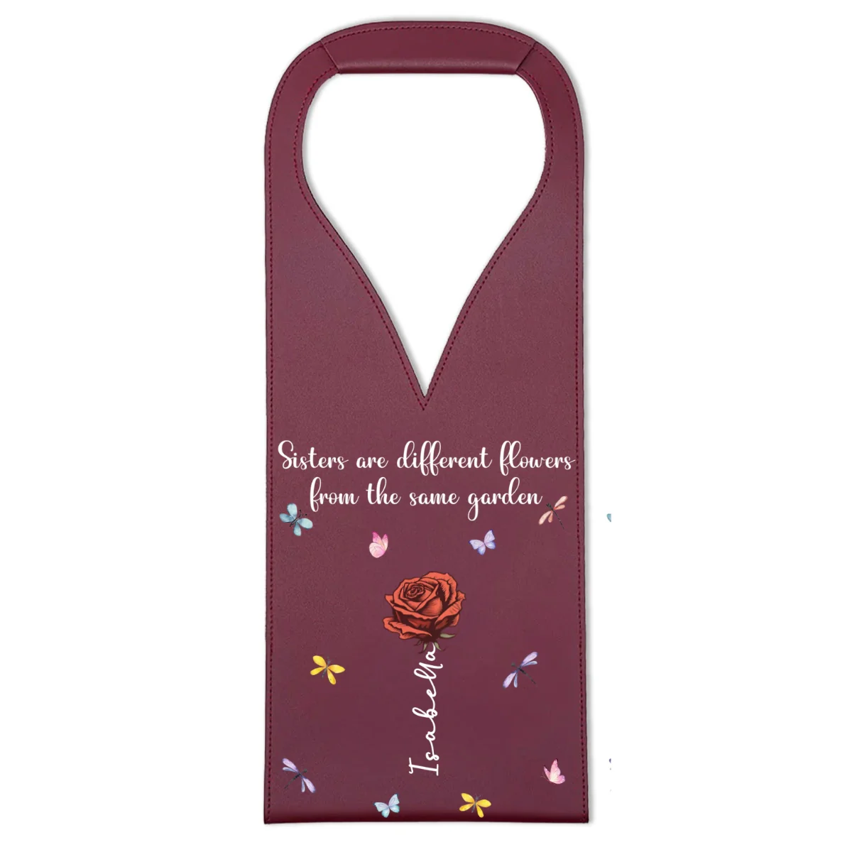 Sisters Are Different Flowers - Personalized Custom Leather Wine Bag - Image 8