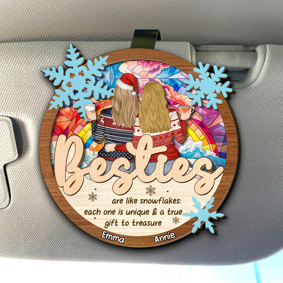 Sisters Are Like Snowflakes - Personalized Custom Car Visor Clip - Image 2