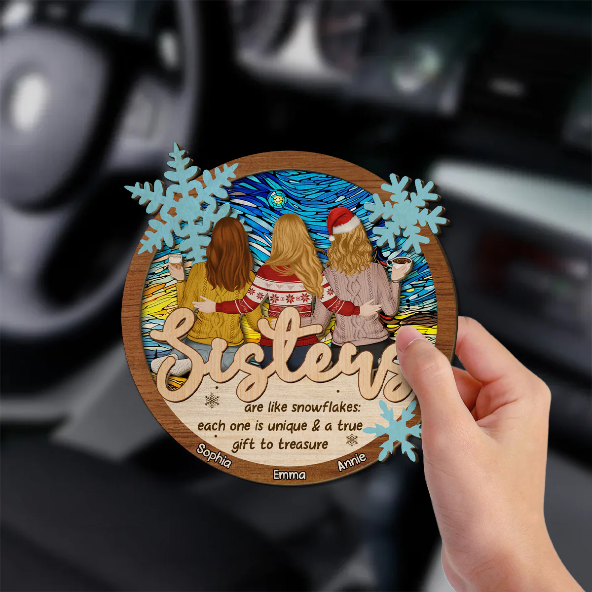 Sisters Are Like Snowflakes - Personalized Custom Car Visor Clip - Image 5