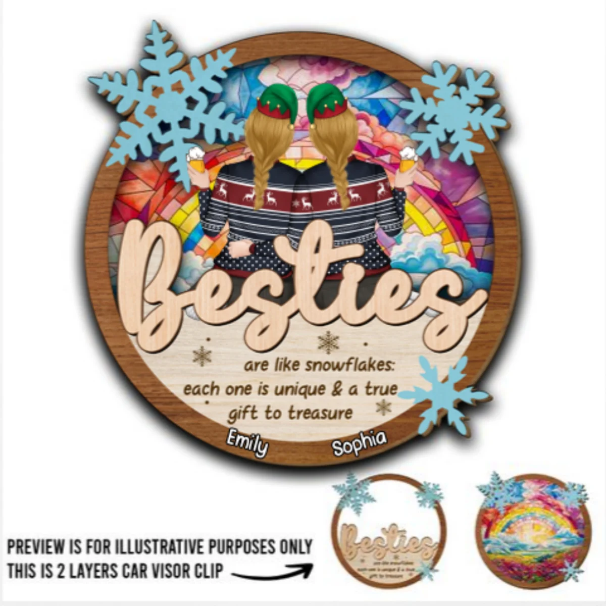 Sisters Are Like Snowflakes - Personalized Custom Car Visor Clip - Image 6